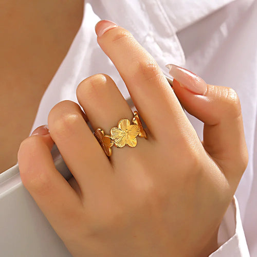 Bague pétale doré