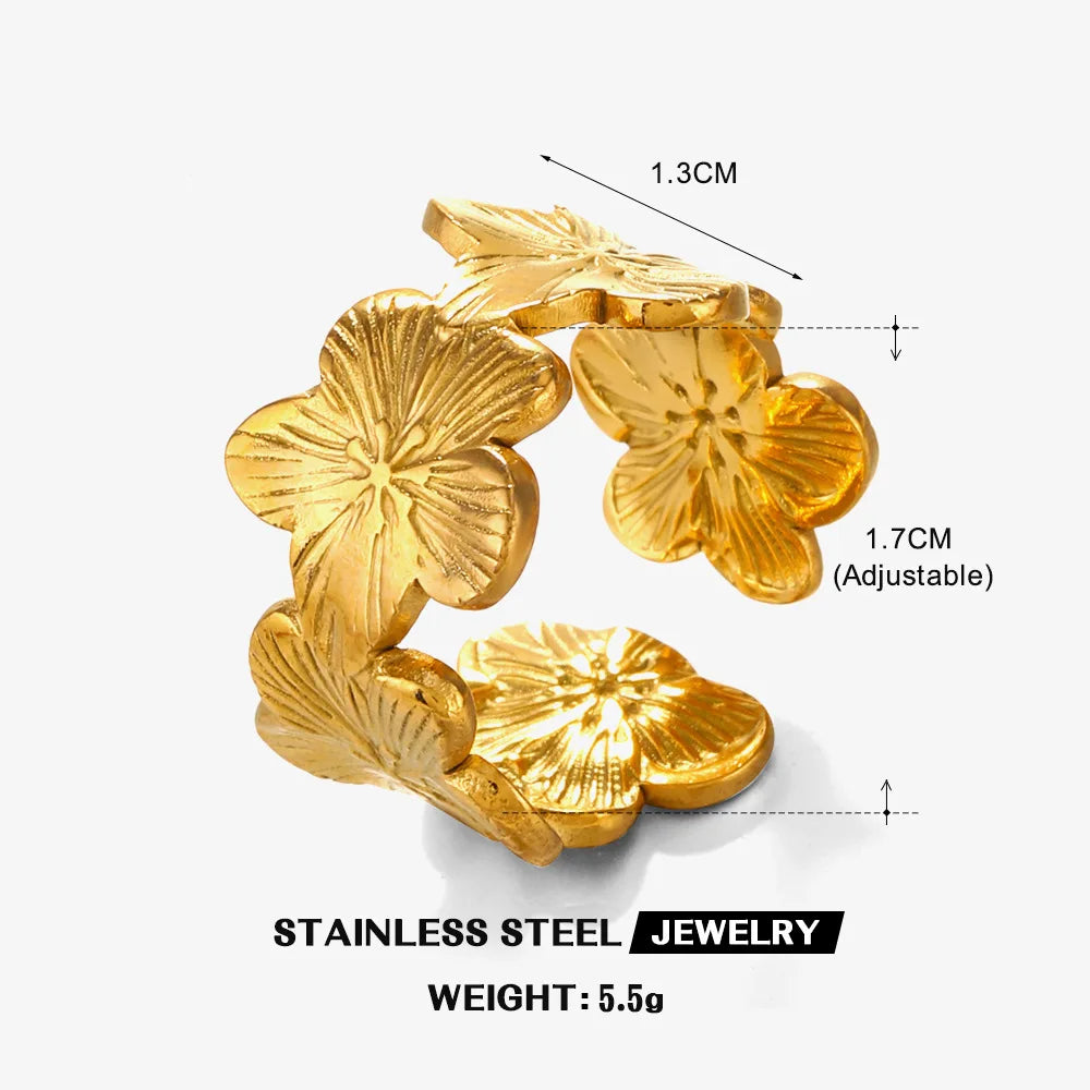 Bague pétale doré